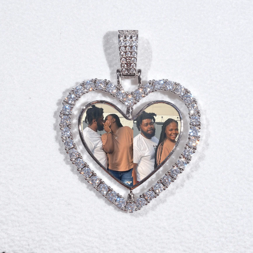 3D Spinning 2-Faced Heart Custom Picture Pendant