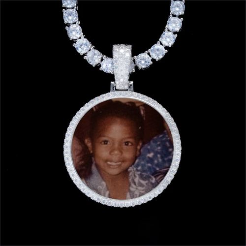 925S & VVS Moissanite 3D Circle Custom Picture Pendant