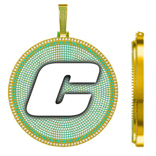 CUSTOM LETTER NECKLACE 3D BIG DISC