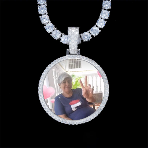 925S & VVS Moissanite 3D Circle Custom Picture Pendant