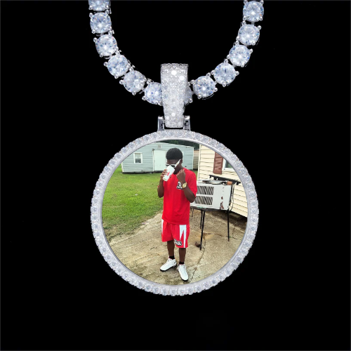 925S & VVS Moissanite 3D Circle Custom Picture Pendant