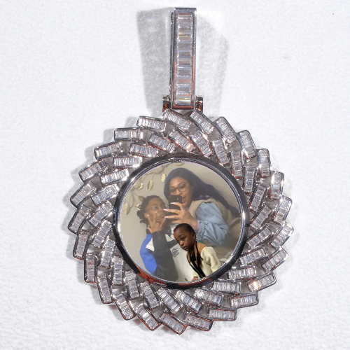 Large 3D Baguette Custom Picture Pendant