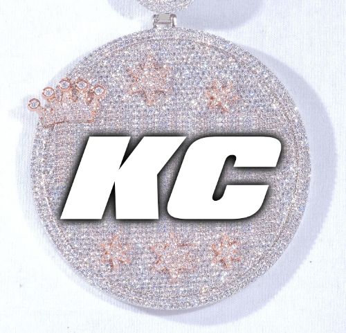 CUSTOM LETTER NECKLACE 3D BIG CROWN DISC