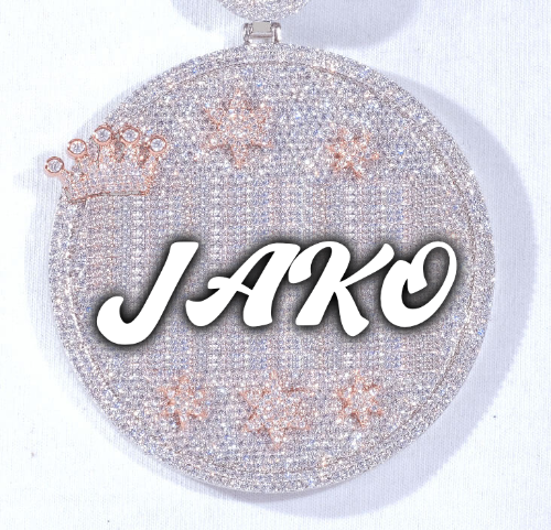 CUSTOM LETTER NECKLACE 3D BIG CROWN DISC