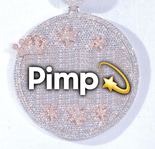 CUSTOM LETTER NECKLACE 3D BIG CROWN DISC