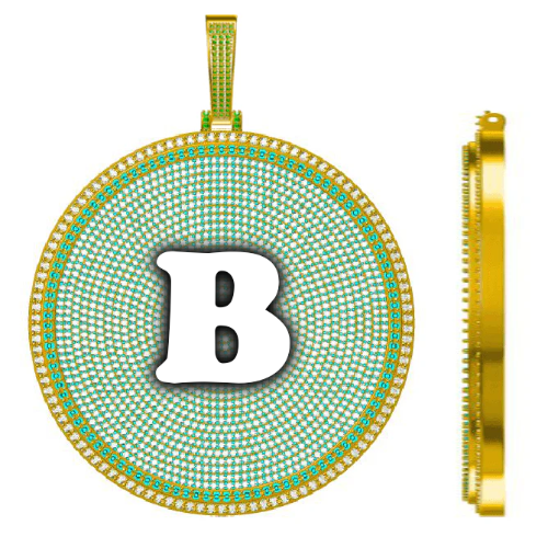 CUSTOM LETTER NECKLACE 3D BIG DISC