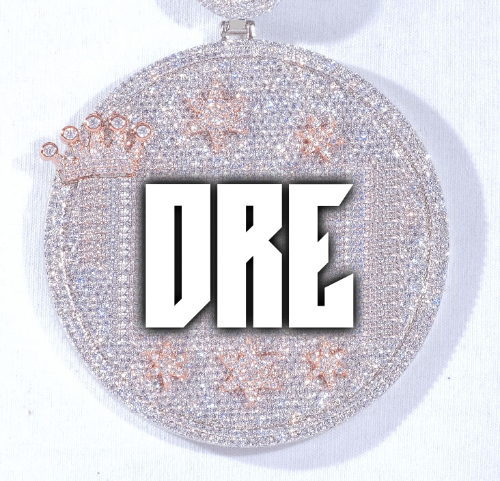 CUSTOM LETTER NECKLACE 3D BIG CROWN DISC