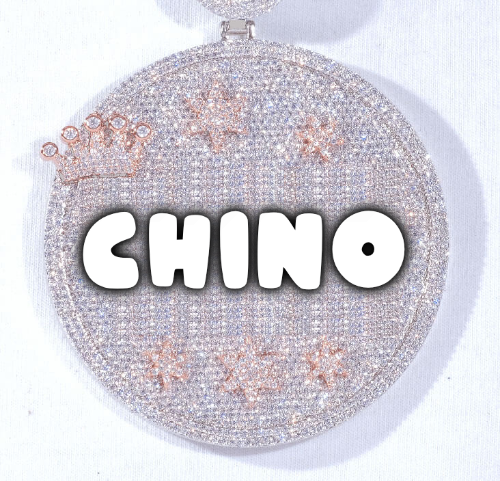 CUSTOM LETTER NECKLACE 3D BIG CROWN DISC