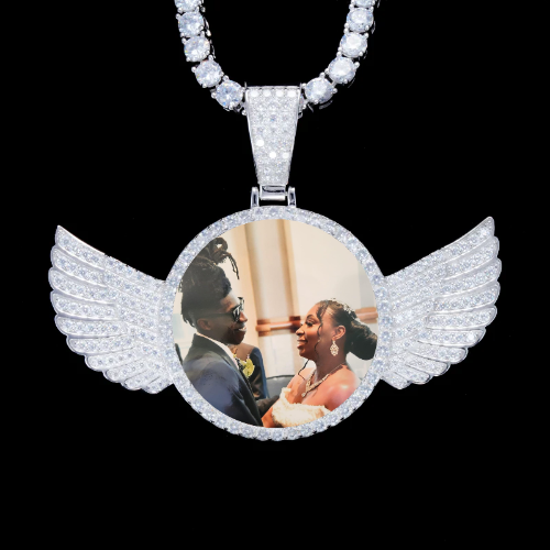 925S & VVS Moissanite 3D Wing Custom Picture Pendant