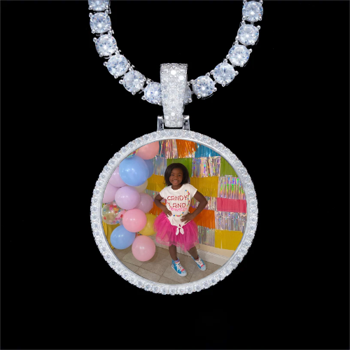 925S & VVS Moissanite 3D Circle Custom Picture Pendant