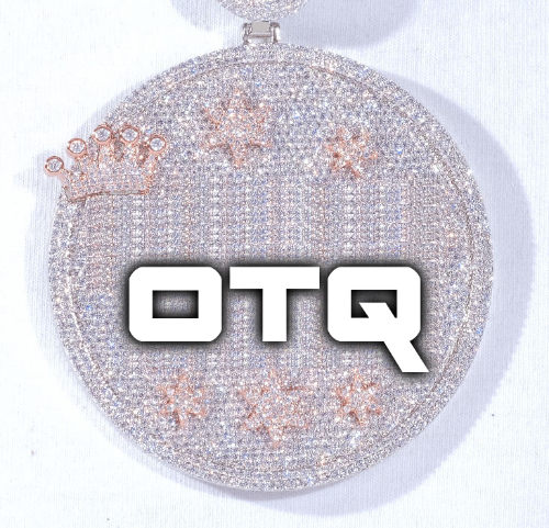 CUSTOM LETTER NECKLACE 3D BIG CROWN DISC