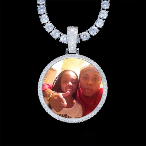 925S & VVS Moissanite 3D Circle Custom Picture Pendant