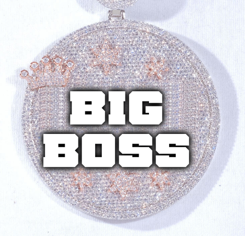 CUSTOM LETTER NECKLACE 3D BIG CROWN DISC