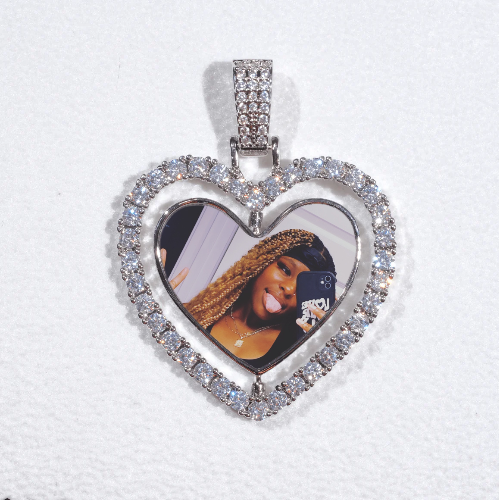 3D Spinning 2-Faced Heart Custom Picture Pendant