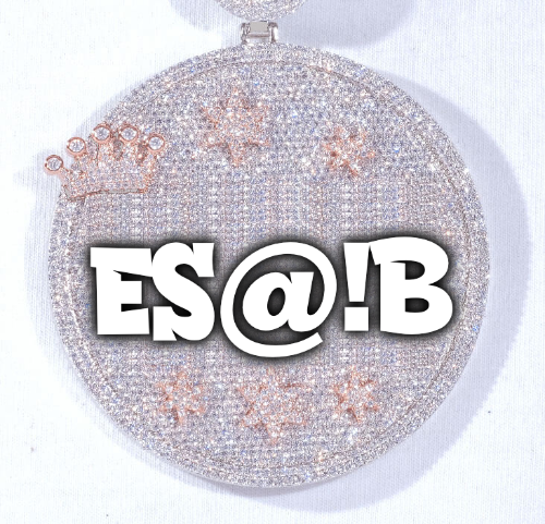 CUSTOM LETTER NECKLACE 3D BIG CROWN DISC