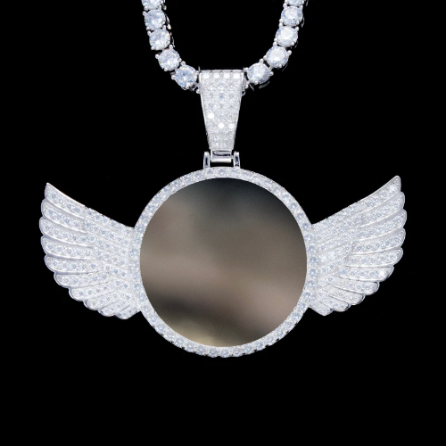 925S & VVS Moissanite 3D Wing Custom Picture Pendant