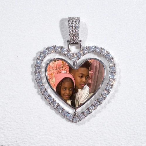 3D Spinning 2-Faced Heart Custom Picture Pendant