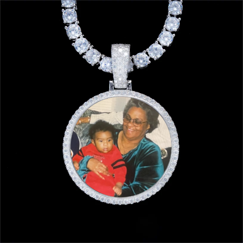 925S & VVS Moissanite 3D Circle Custom Picture Pendant
