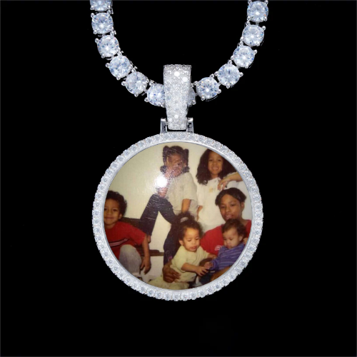 925S & VVS Moissanite 3D Circle Custom Picture Pendant