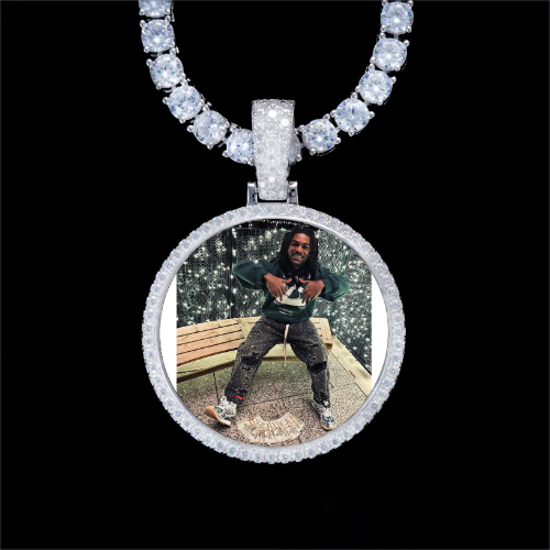 925S & VVS Moissanite 3D Circle Custom Picture Pendant