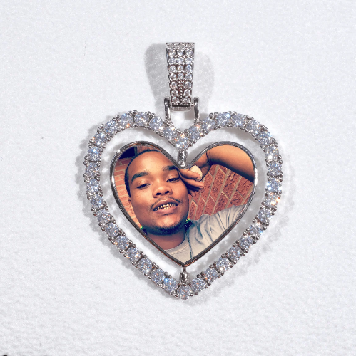 3D Spinning 2-Faced Heart Custom Picture Pendant