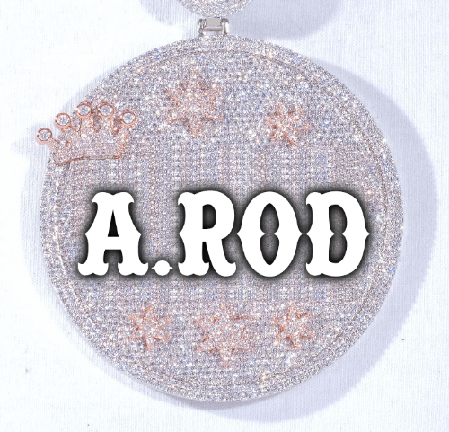 CUSTOM LETTER NECKLACE 3D BIG CROWN DISC