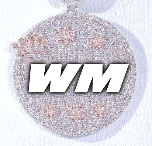 CUSTOM LETTER NECKLACE 3D BIG CROWN DISC
