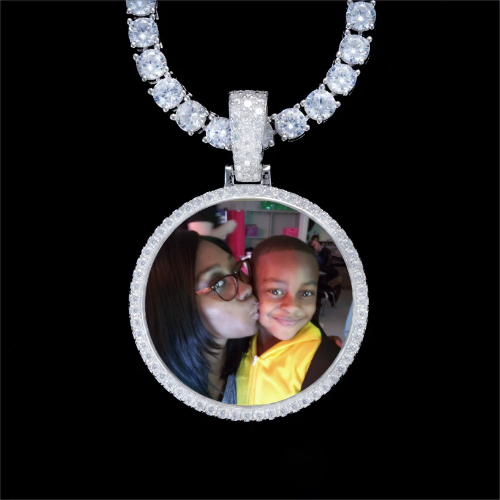 925S & VVS Moissanite 3D Circle Custom Picture Pendant