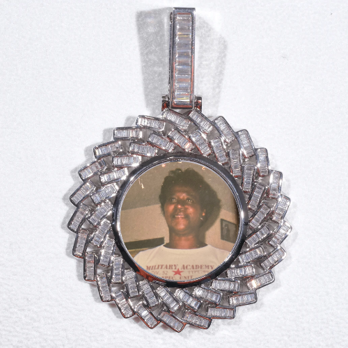 Large 3D Baguette Custom Picture Pendant
