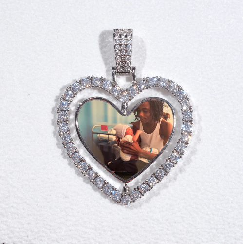 3D Spinning 2-Faced Heart Custom Picture Pendant