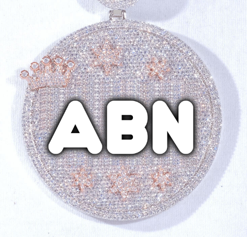 CUSTOM LETTER NECKLACE 3D BIG CROWN DISC