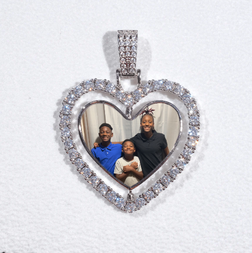 3D Spinning 2-Faced Heart Custom Picture Pendant
