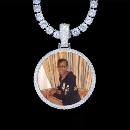925S & VVS Moissanite 3D Circle Custom Picture Pendant