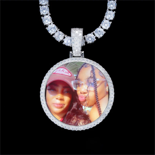 925S & VVS Moissanite 3D Circle Custom Picture Pendant