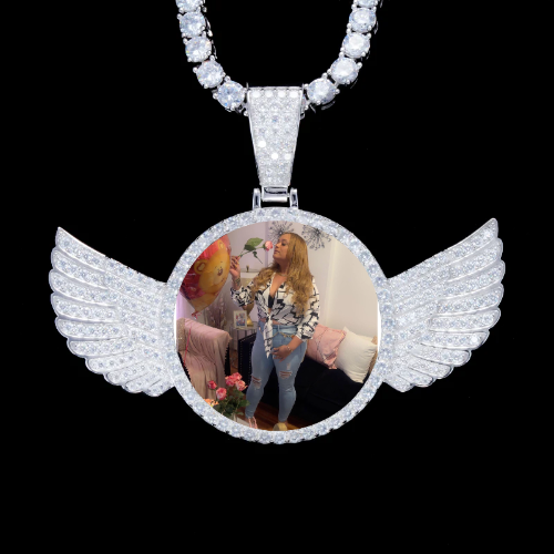 925S & VVS Moissanite 3D Wing Custom Picture Pendant