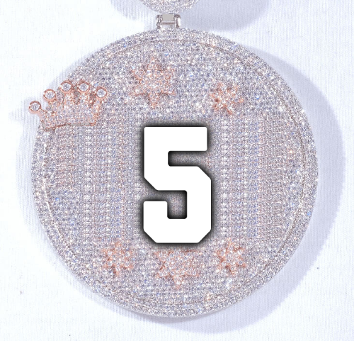 CUSTOM LETTER NECKLACE 3D BIG CROWN DISC
