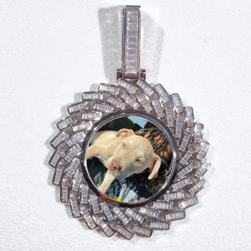 Large 3D Baguette Custom Picture Pendant