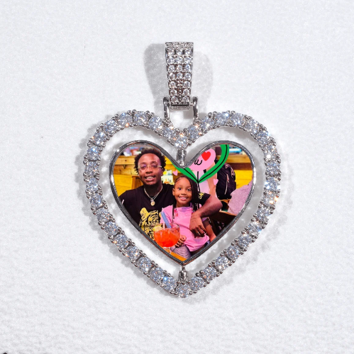 3D Spinning 2-Faced Heart Custom Picture Pendant