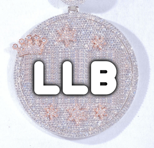 CUSTOM LETTER NECKLACE 3D BIG CROWN DISC