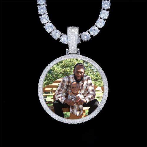 925S & VVS Moissanite 3D Circle Custom Picture Pendant
