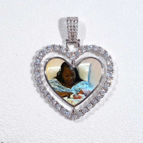 3D Spinning 2-Faced Heart Custom Picture Pendant