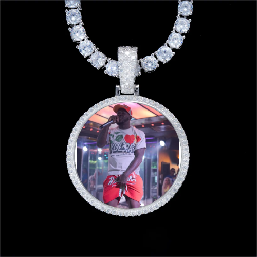 925S & VVS Moissanite 3D Circle Custom Picture Pendant