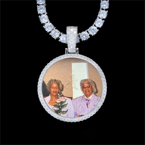 925S & VVS Moissanite 3D Circle Custom Picture Pendant