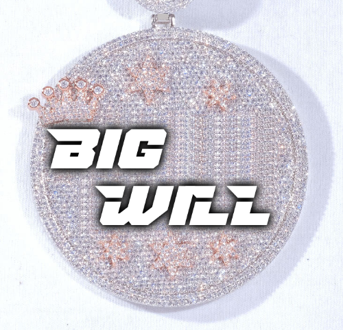 CUSTOM LETTER NECKLACE 3D BIG CROWN DISC