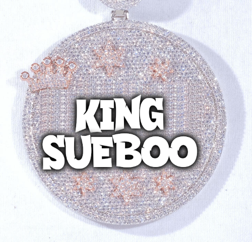 CUSTOM LETTER NECKLACE 3D BIG CROWN DISC