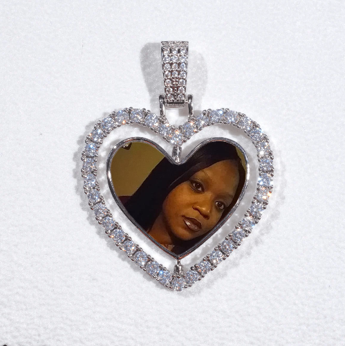 3D Spinning 2-Faced Heart Custom Picture Pendant