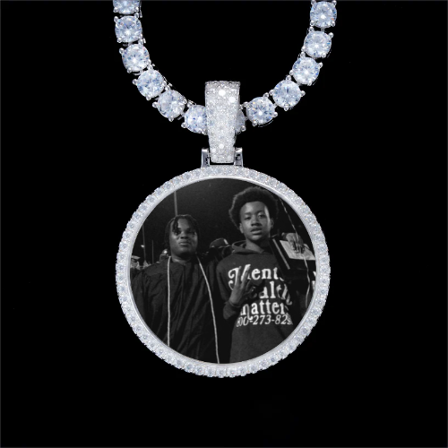 925S & VVS Moissanite 3D Circle Custom Picture Pendant