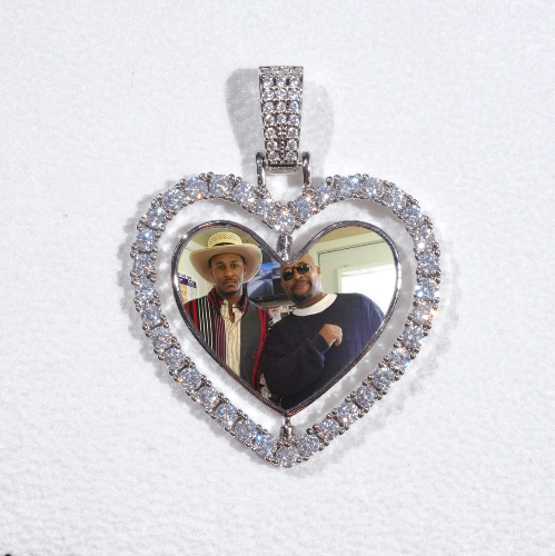 3D Spinning 2-Faced Heart Custom Picture Pendant