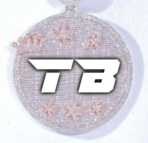CUSTOM LETTER NECKLACE 3D BIG CROWN DISC
