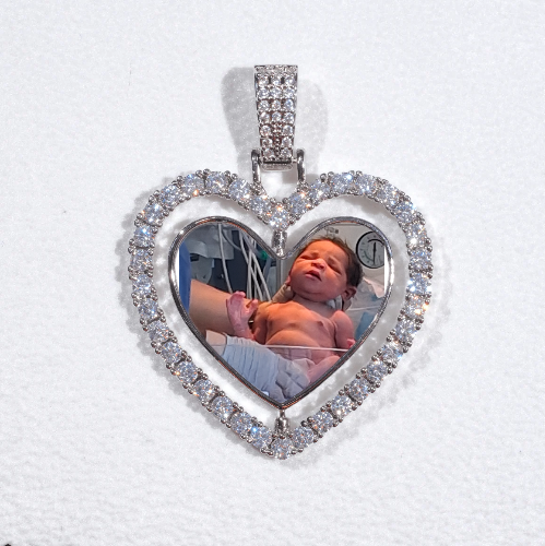 3D Spinning 2-Faced Heart Custom Picture Pendant